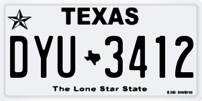 TX license plate DYU3412