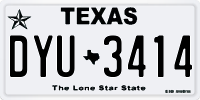 TX license plate DYU3414