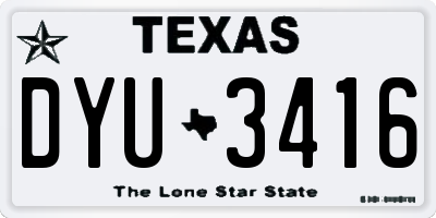 TX license plate DYU3416