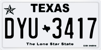 TX license plate DYU3417