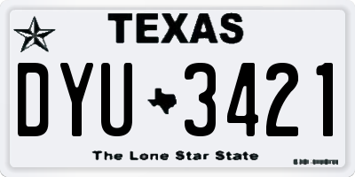 TX license plate DYU3421