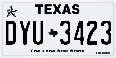 TX license plate DYU3423