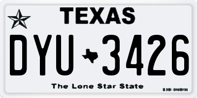 TX license plate DYU3426