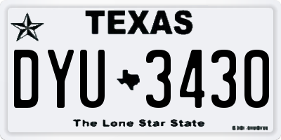 TX license plate DYU3430