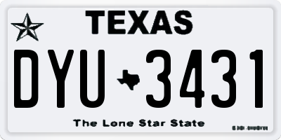 TX license plate DYU3431