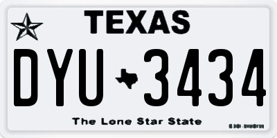 TX license plate DYU3434