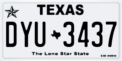 TX license plate DYU3437