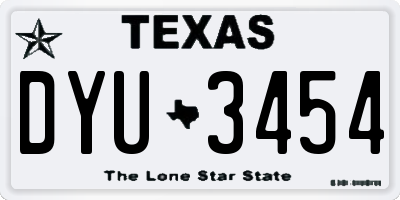 TX license plate DYU3454