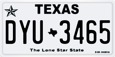 TX license plate DYU3465