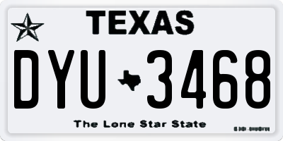 TX license plate DYU3468