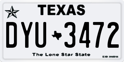 TX license plate DYU3472