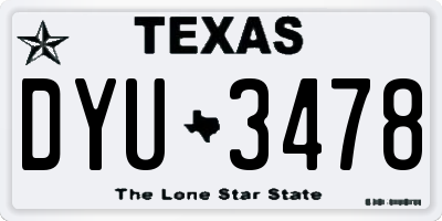 TX license plate DYU3478