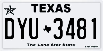 TX license plate DYU3481