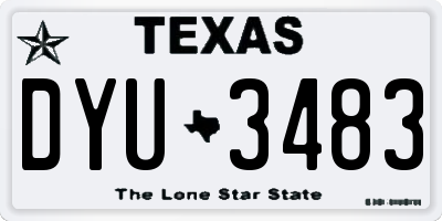 TX license plate DYU3483