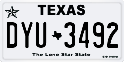 TX license plate DYU3492