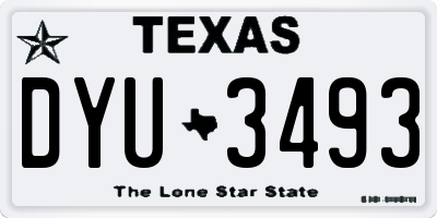 TX license plate DYU3493