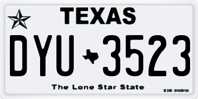 TX license plate DYU3523