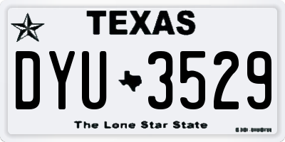 TX license plate DYU3529
