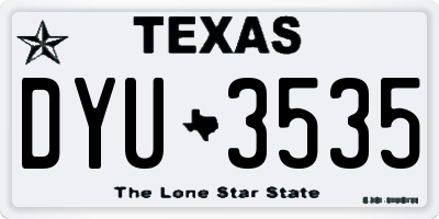 TX license plate DYU3535