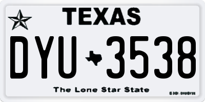 TX license plate DYU3538