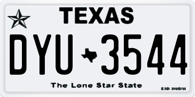 TX license plate DYU3544
