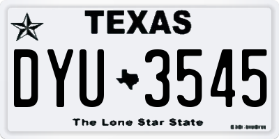 TX license plate DYU3545