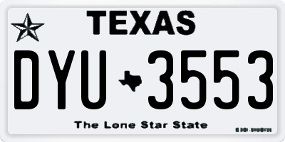 TX license plate DYU3553