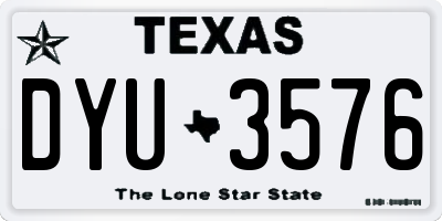 TX license plate DYU3576