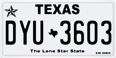 TX license plate DYU3603