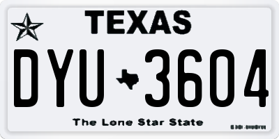 TX license plate DYU3604