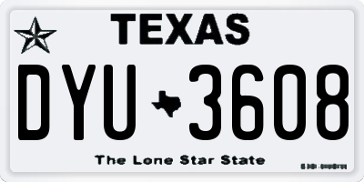 TX license plate DYU3608
