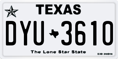 TX license plate DYU3610