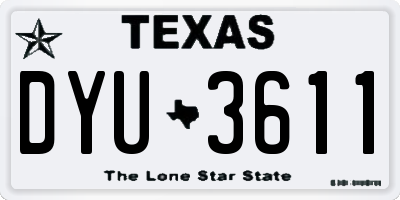 TX license plate DYU3611