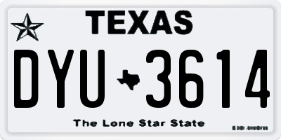 TX license plate DYU3614