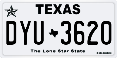 TX license plate DYU3620