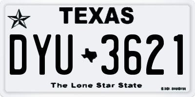 TX license plate DYU3621