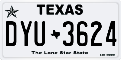 TX license plate DYU3624