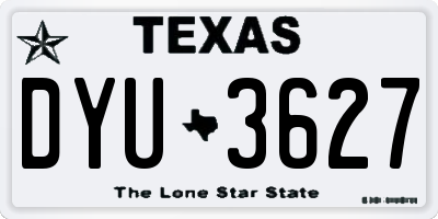 TX license plate DYU3627