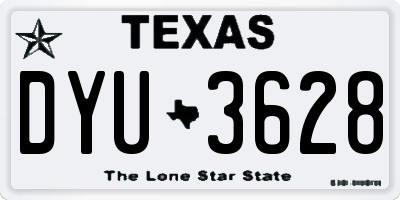 TX license plate DYU3628