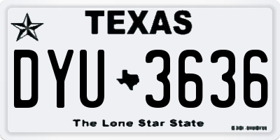 TX license plate DYU3636