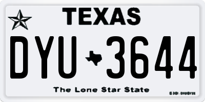 TX license plate DYU3644