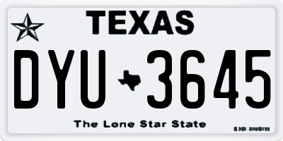 TX license plate DYU3645