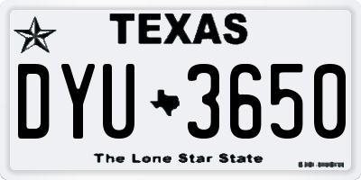 TX license plate DYU3650