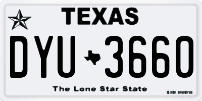 TX license plate DYU3660