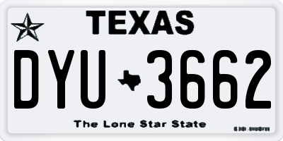 TX license plate DYU3662