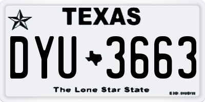 TX license plate DYU3663