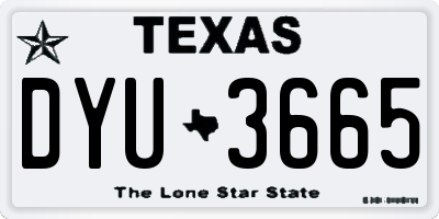 TX license plate DYU3665