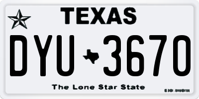 TX license plate DYU3670