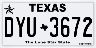 TX license plate DYU3672