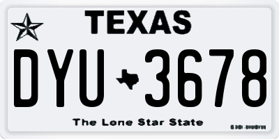 TX license plate DYU3678